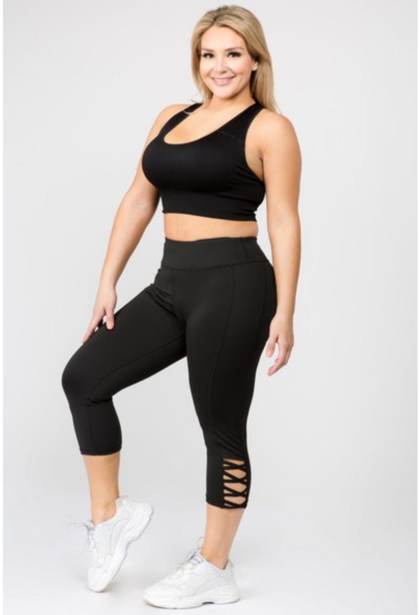 Lattice Capri Cutout Leggings - Plus – Excuse My Sweat