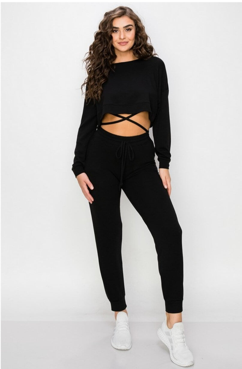 【THEAIRTOWN】esse top & esse jogger pt set ★3color Criss Cross Jogger Set – Excuse My Sweat